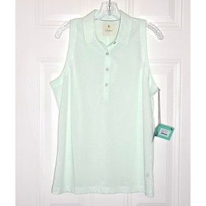 Linksoul NWT Top Womens Large Mint Julep Golf Tank Back Buttons John Ashworth